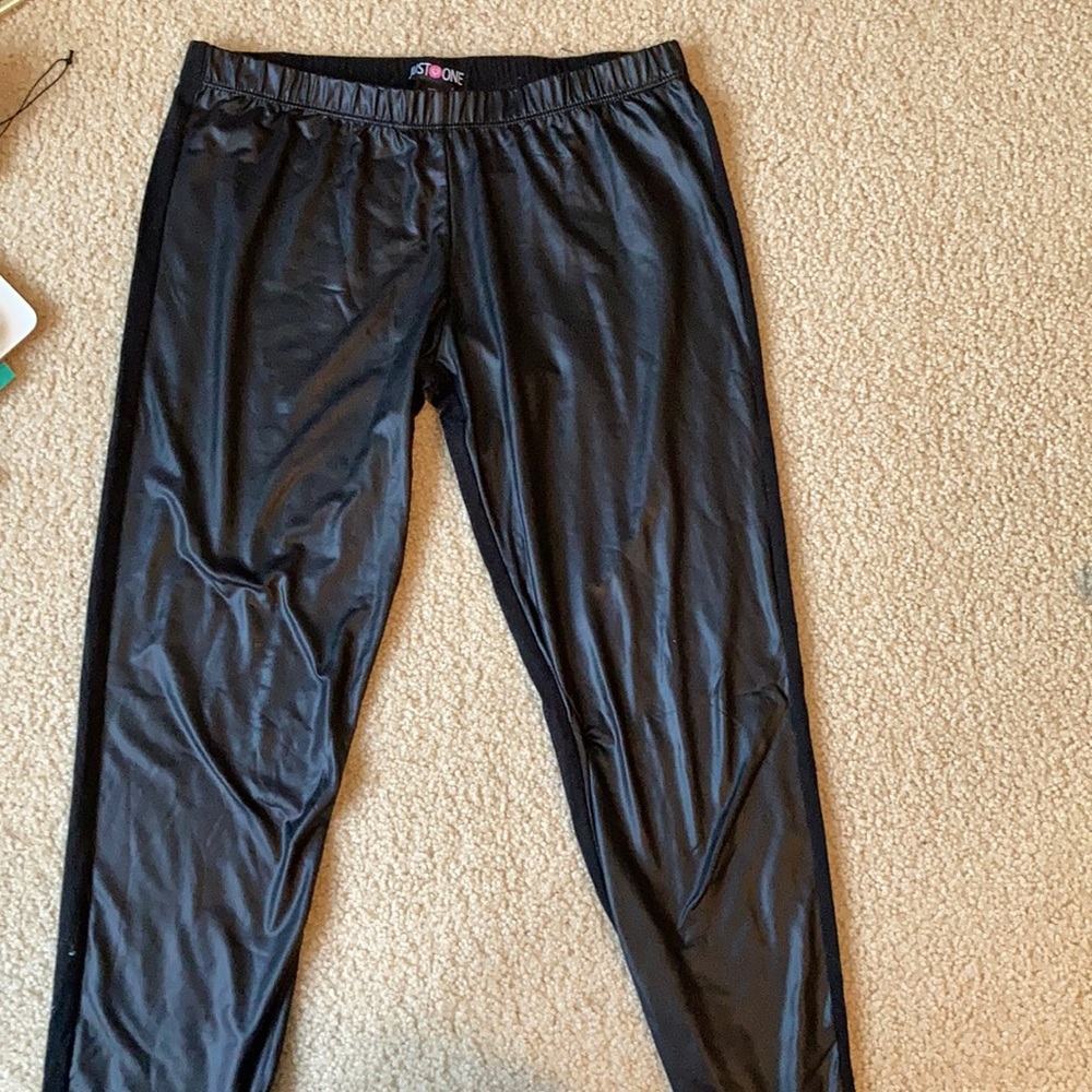 Leather front leggings